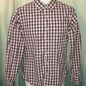 J. Crew Gingham Purple and White Button-Down‎ Shirt